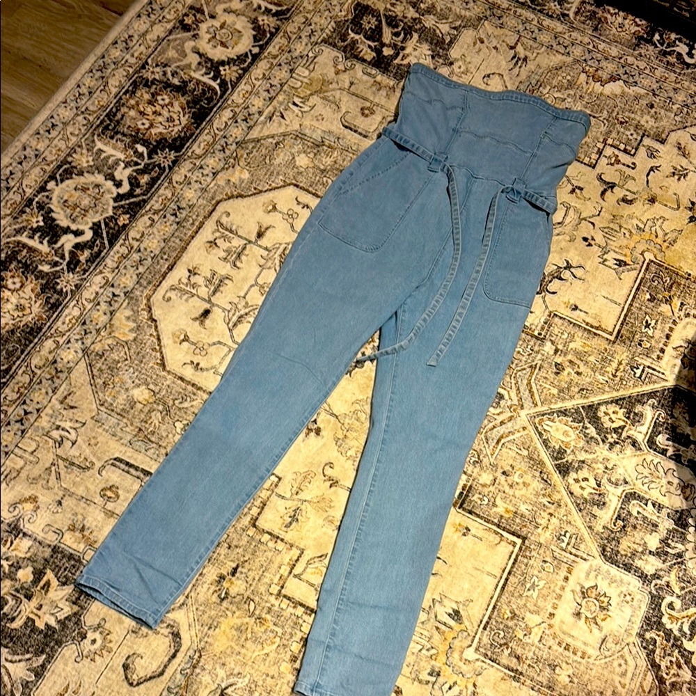 High-Waisted Denim Jumpsuit
